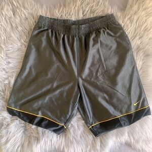 2000’s Retro Vintage Nike Basketball Large Shorts Shiny Dark Gray/ Black/ Yellow